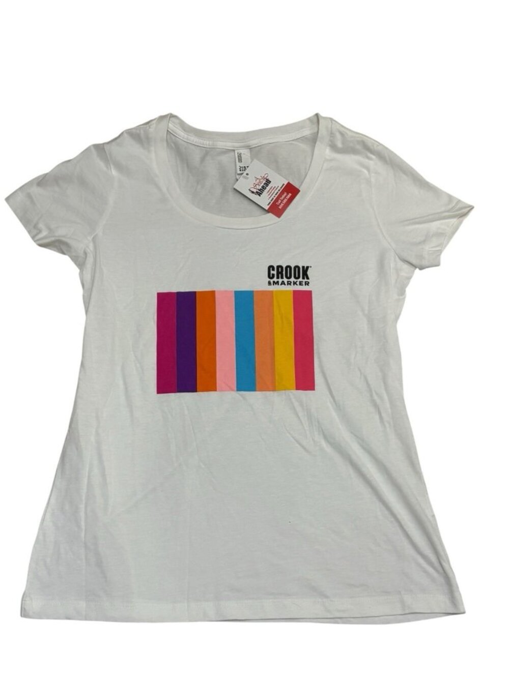 Crook & Marker Womens White T-Shirt Sz S Multicolor Graphic NWT